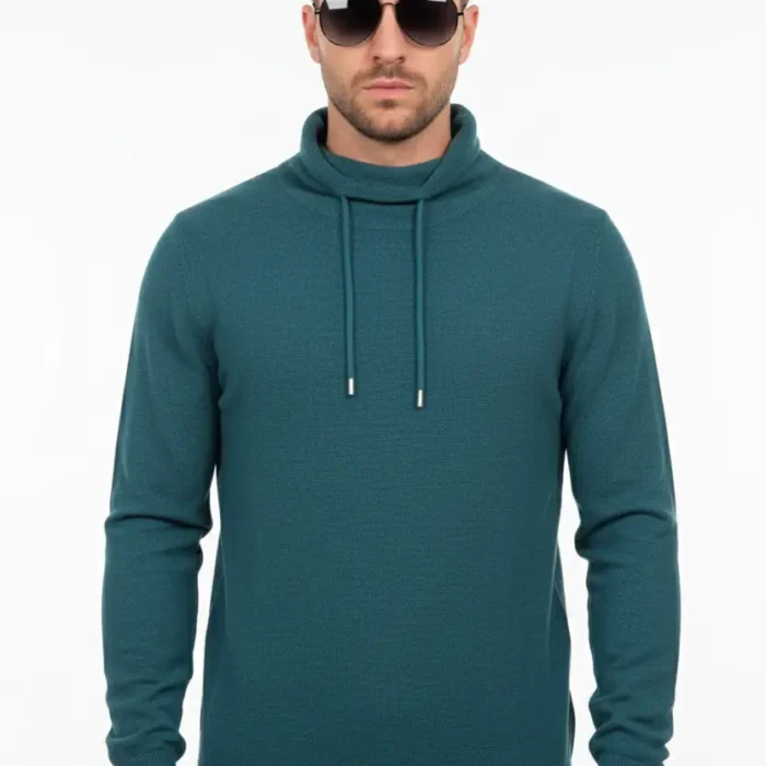 Knitted sweater with shawl collar 2