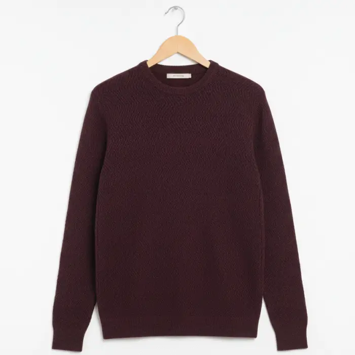 Red Marled Knit Crewneck Pullover Cotton 2
