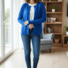 Blue Women Full Sleeve Cardigan